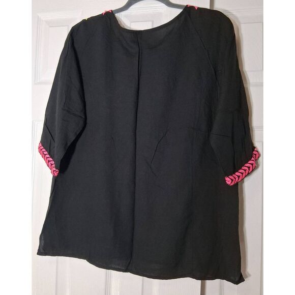 Women medium Mexican full embroidery blouse huipil el interior jalapa hippie top - Picture 4 of 8